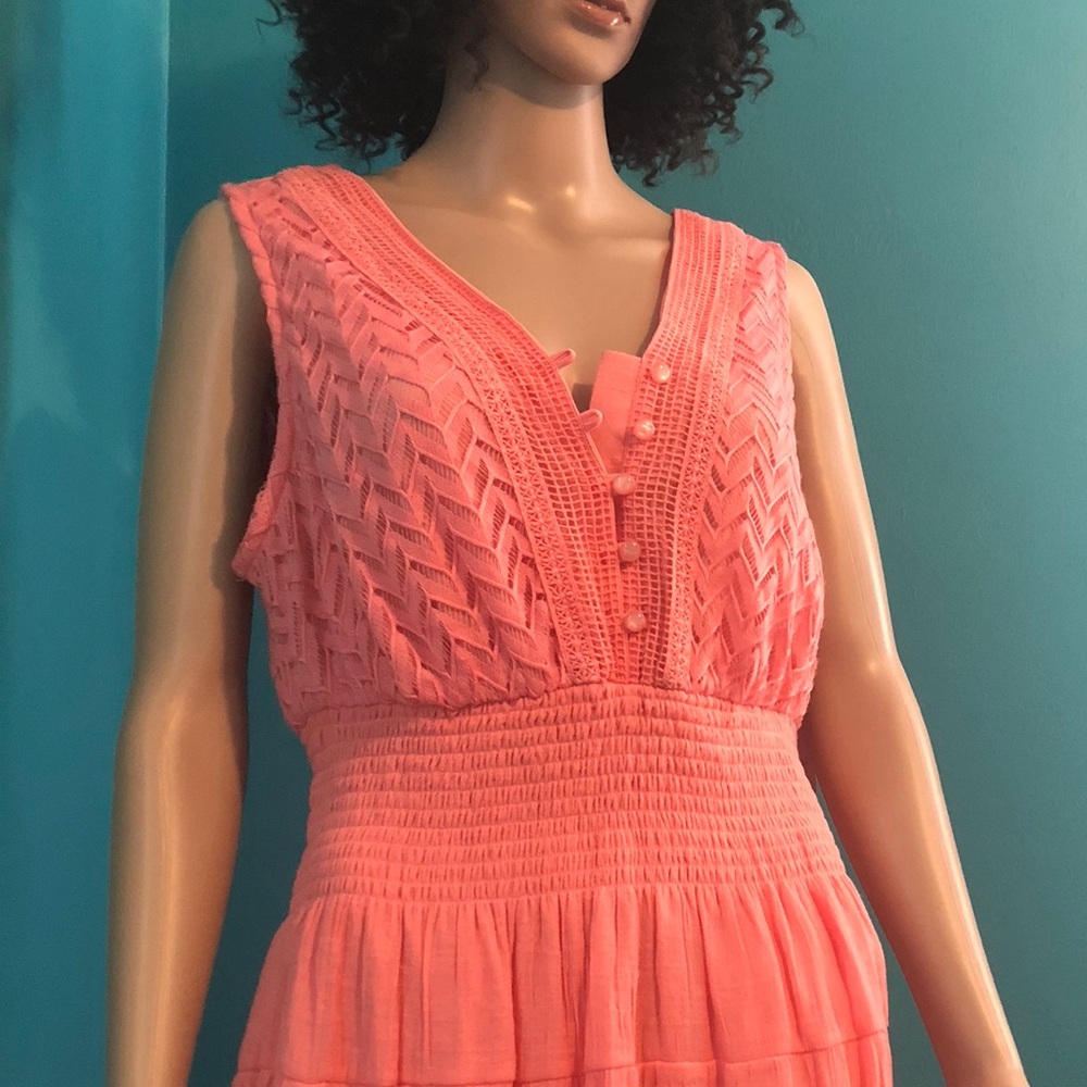 Sleeveless dress by JG.  Coral, lined.  Size 1X